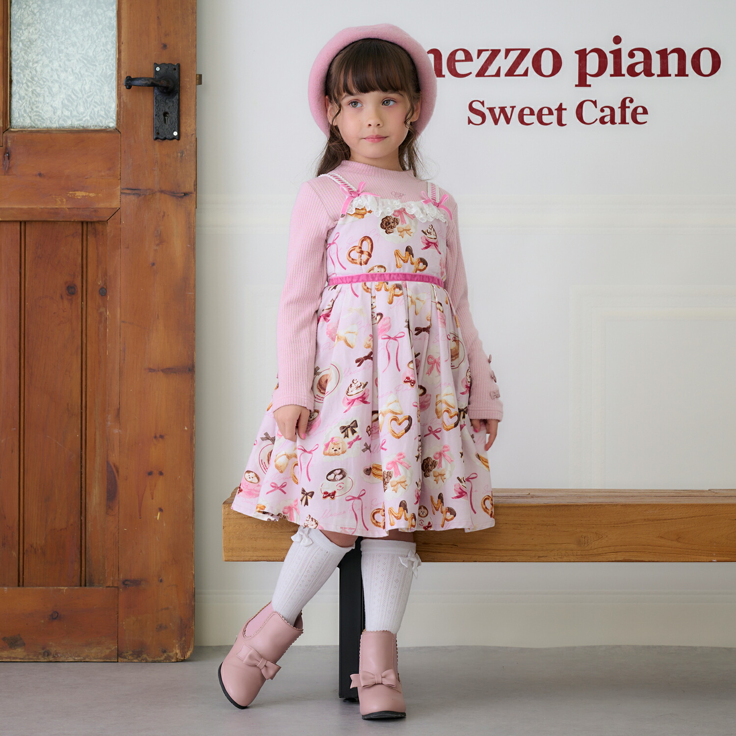 楽天市場】メゾピアノ(mezzo piano)カフェ柄 キャミワンピース