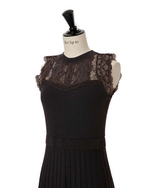 Her lip to ワンピース Pleated Lace Knit Dress : ZOZOTOWN Yahoo!店