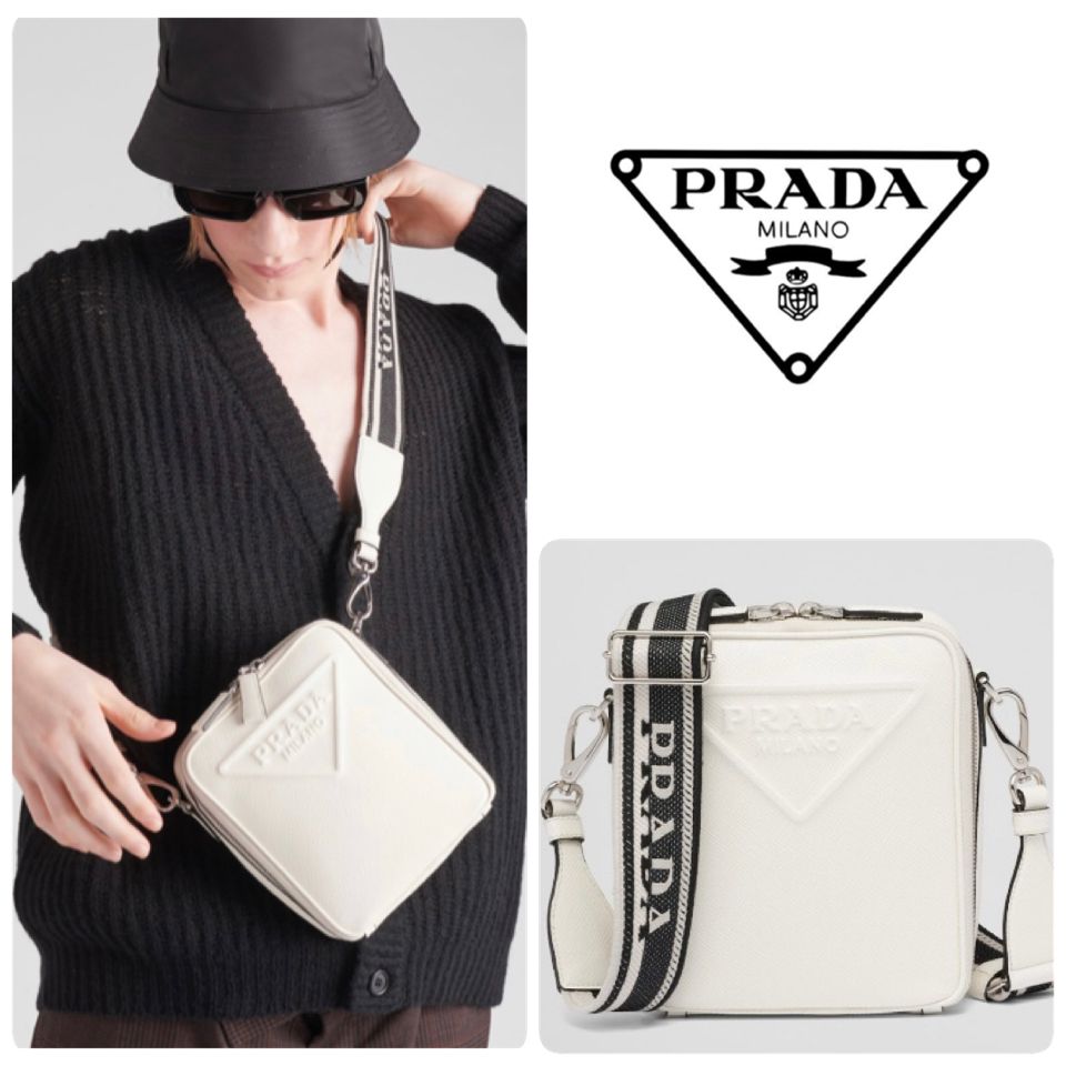 PRADA☆セール！ロゴ刻印レザーショルダーバック2VH154 (PRADA