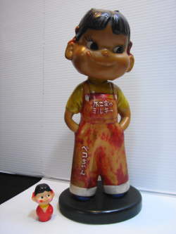 希少☆不二家 ミルキー 首ふりペコちゃん 木台 ソフビ人形 26