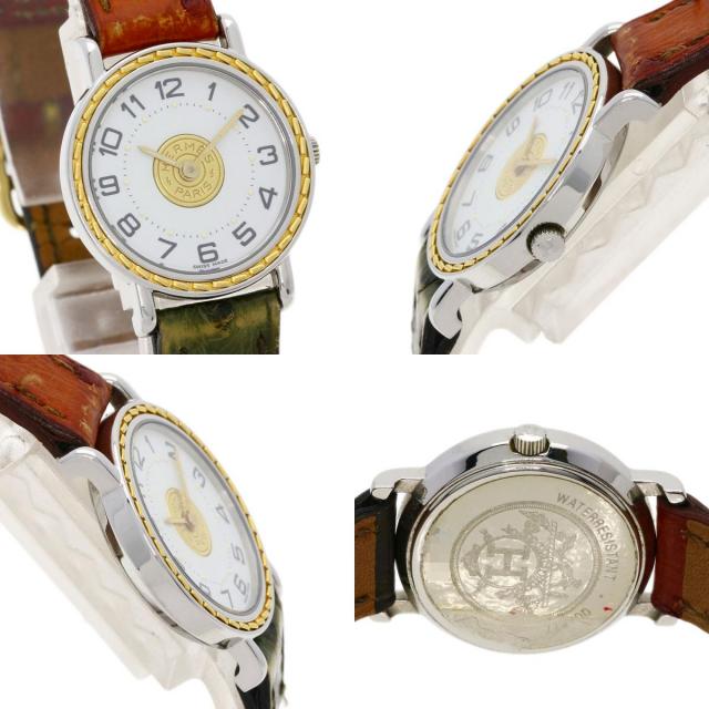 HERMES エルメス セリエ 腕時計 ステンレススチール/オーストリッチ