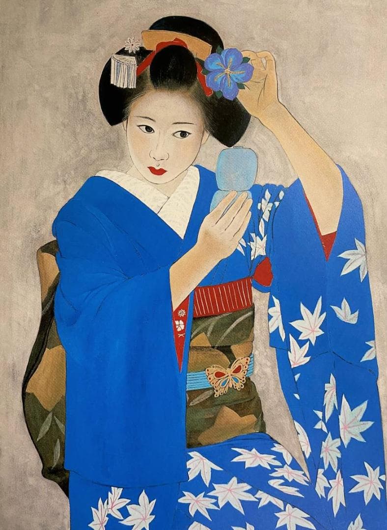 辰巳寛、【舞妓】、希少な額装用画集より、新品額装付、状態良好