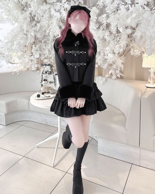 ベルトリボンショートコート ブラック | ファッション通販＆メディア